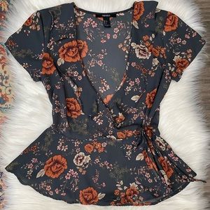 Forever21: Orange Floral Top